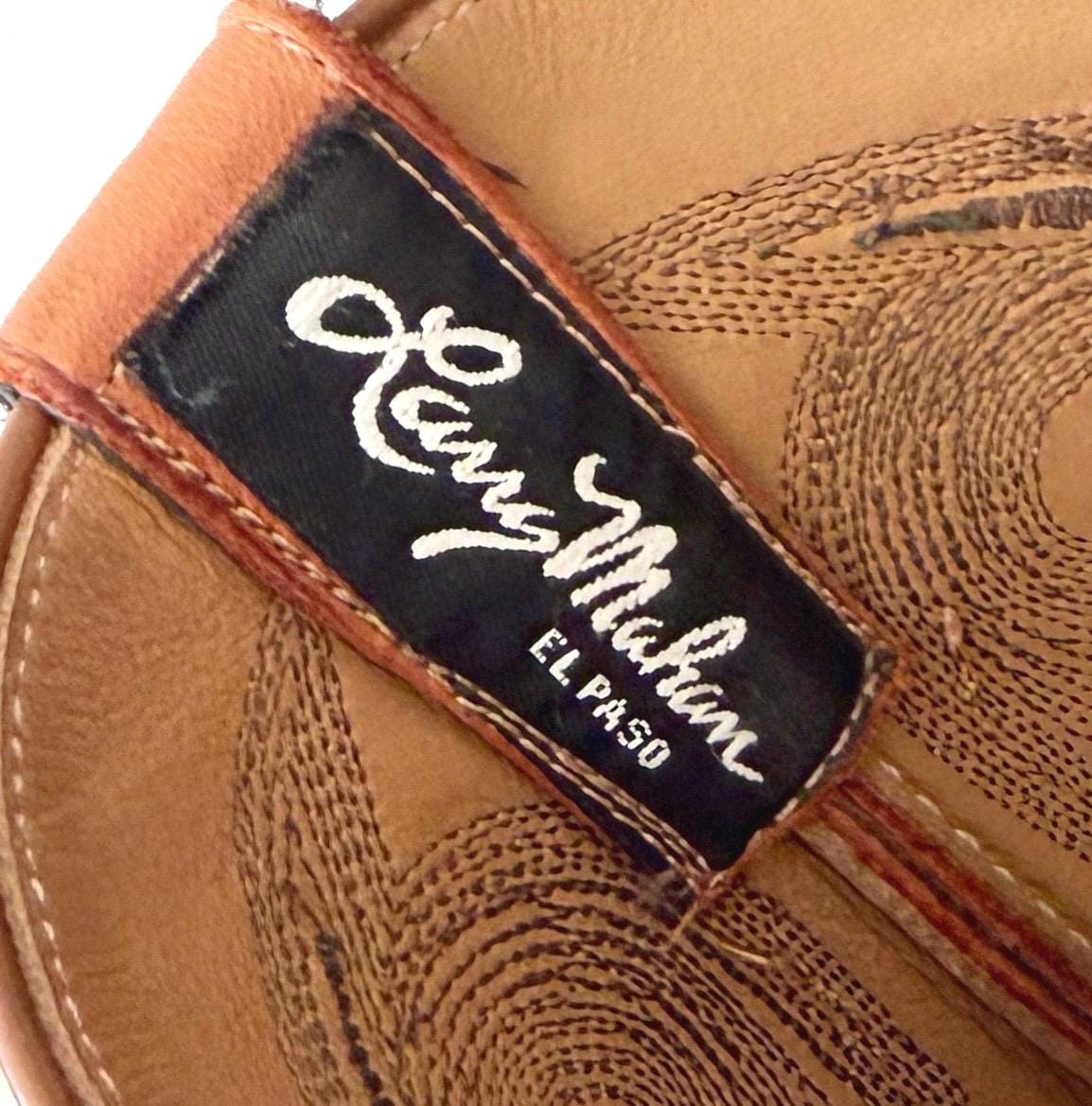 Vintage Larry Mahan Western Cowboy Boots Tan Brown Full Ostrich Quill and Leather