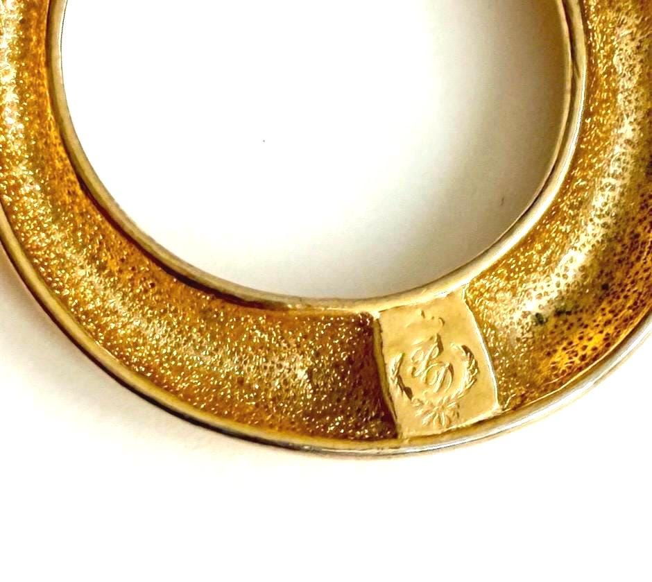 Vintage 80s Gold Earring 1.5" Round Circle Ring Costume Jewelry